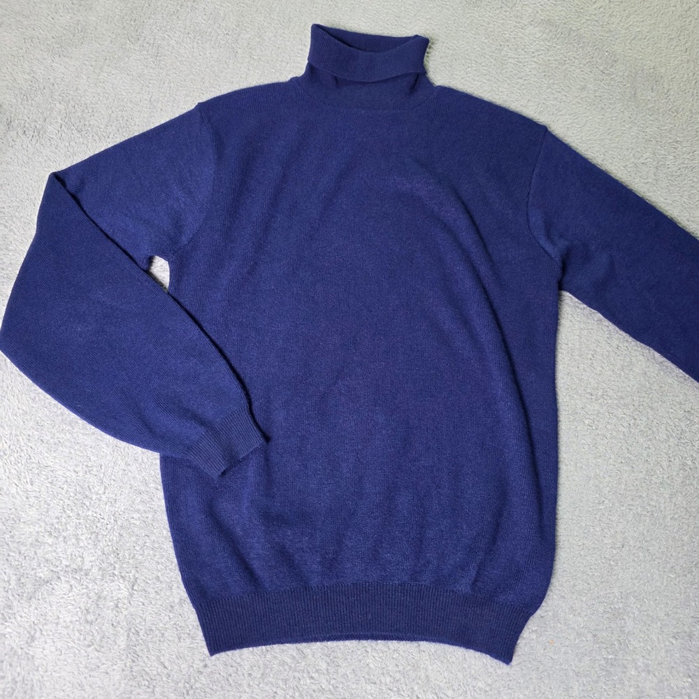 Jacquard Knitting Mills Mens 20 Turtleneck Sweater Navy Blue Orlon Knit Vintage